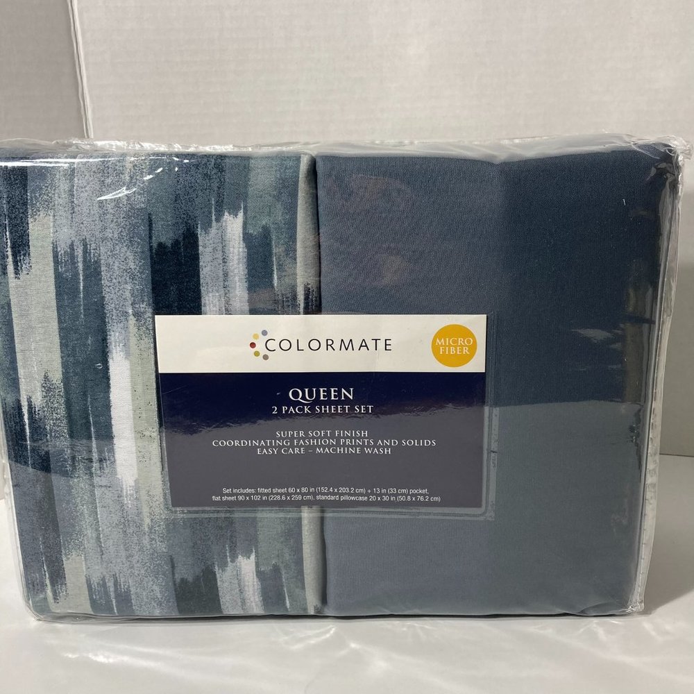 Colormate Queen 2 Pack Sheet Set Microfiber Soft NWT